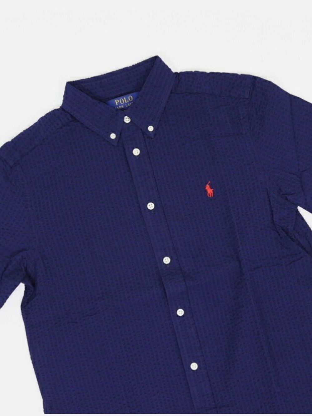 Polo by Ralph Lauren Navy Short Sleeve Button-Down Shirt with Red Pony
